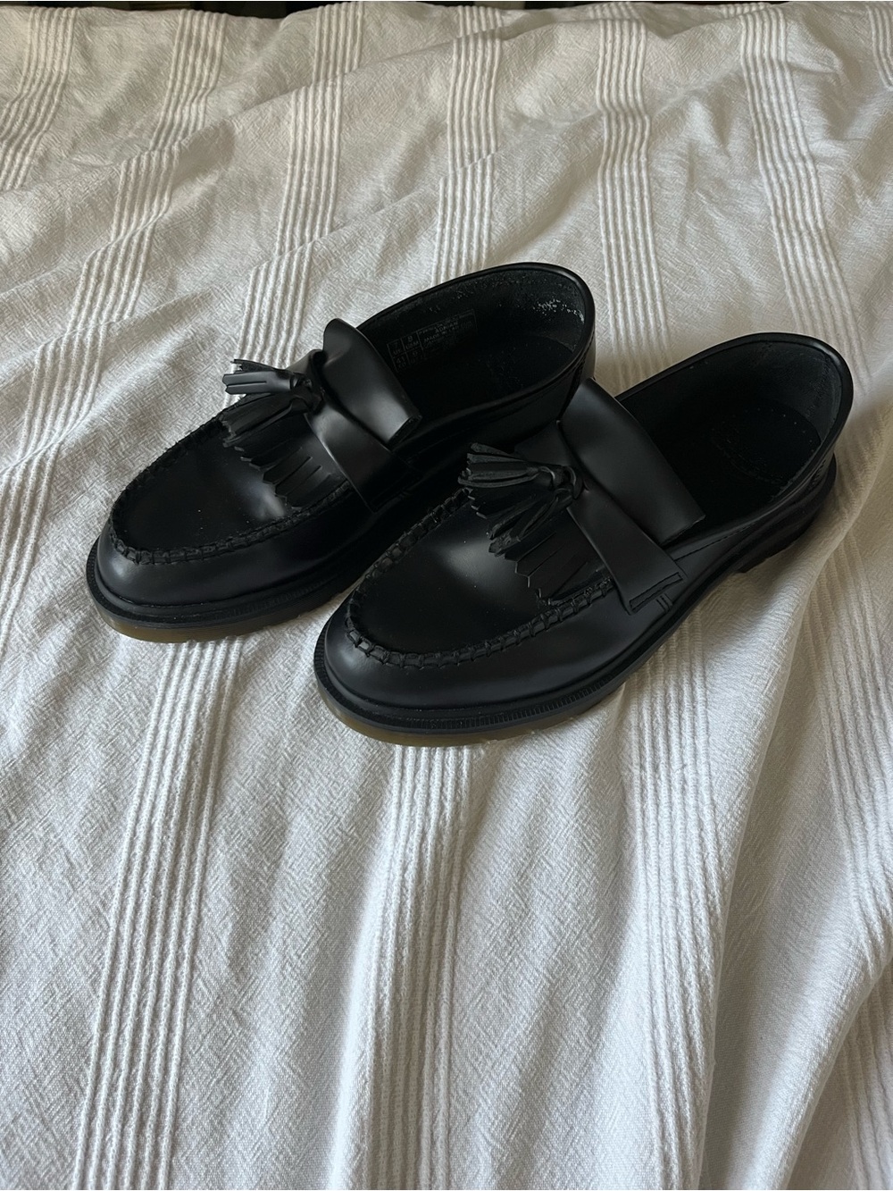 Dr. Martens Black Leather Tassel Moccasin Loafers